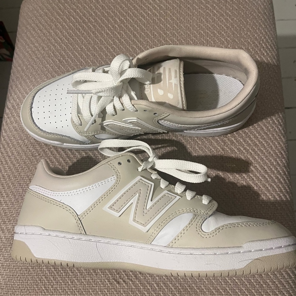 New Balance Cream and White Casual Sneakers